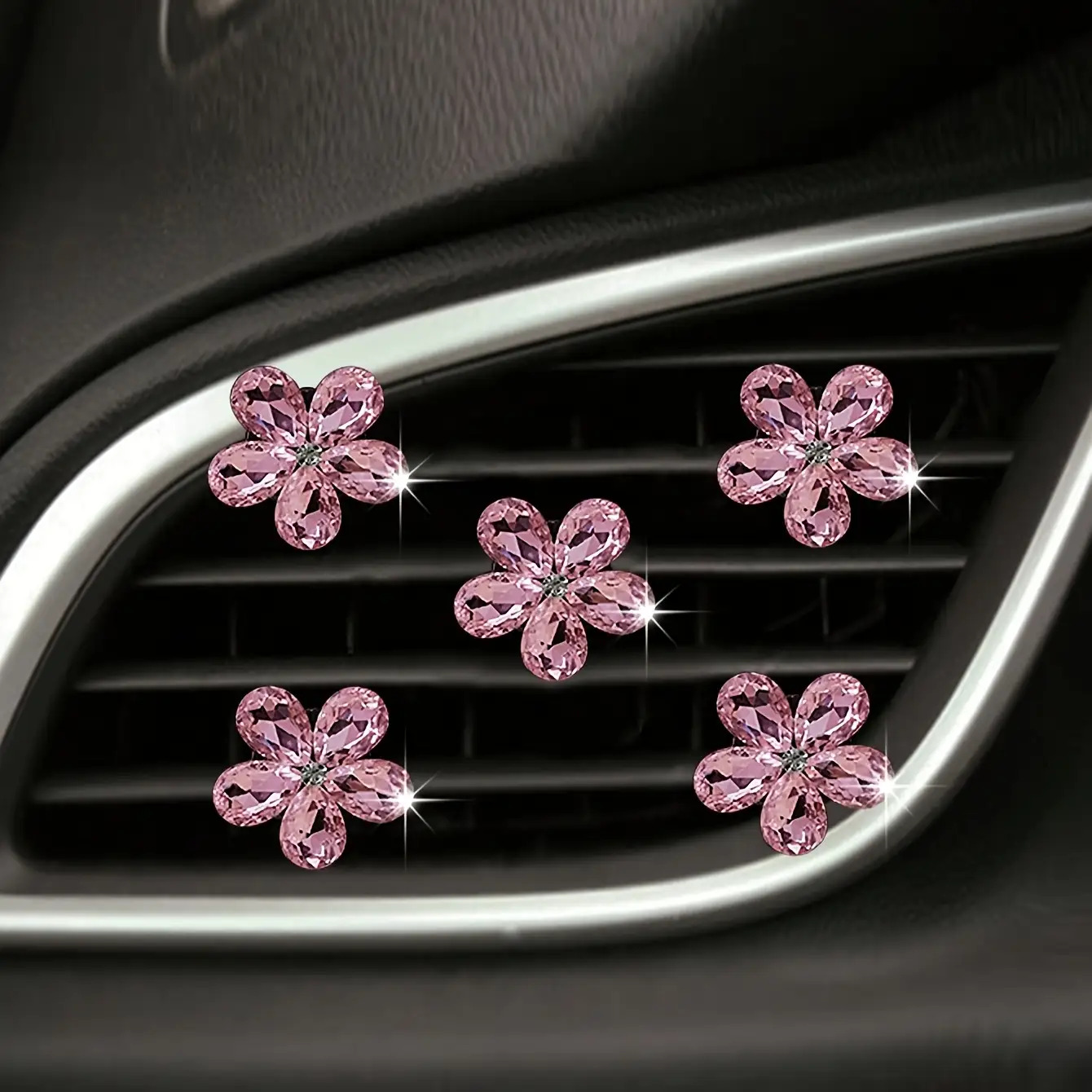 Car Accessories Evil Eye - 5Pcs Bling Crystal Flower Car Air