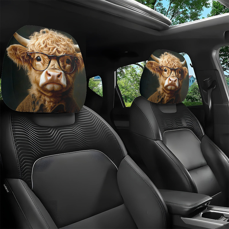 Car Accessories Xmas - 1/2 Pcs Car Headrest Covers, Funny