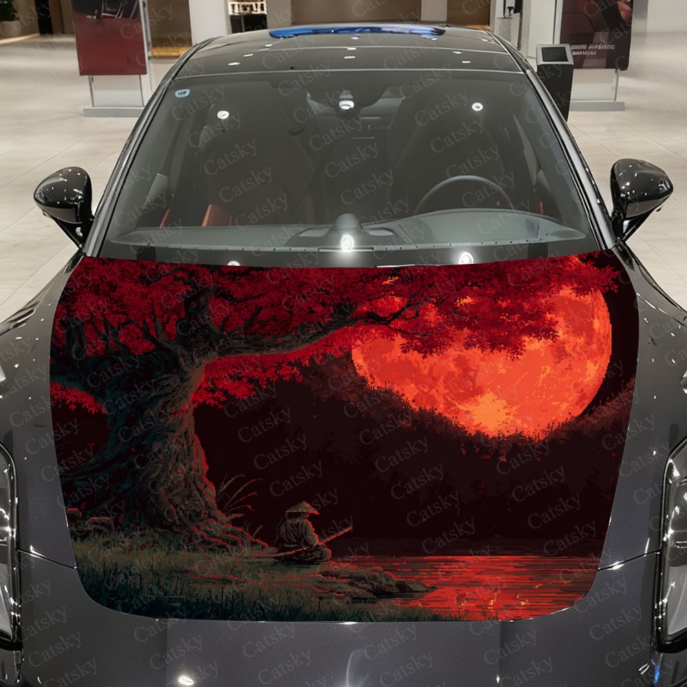 Car Accessories Gift Ideas - Red Night Moon Warrior Car Hood