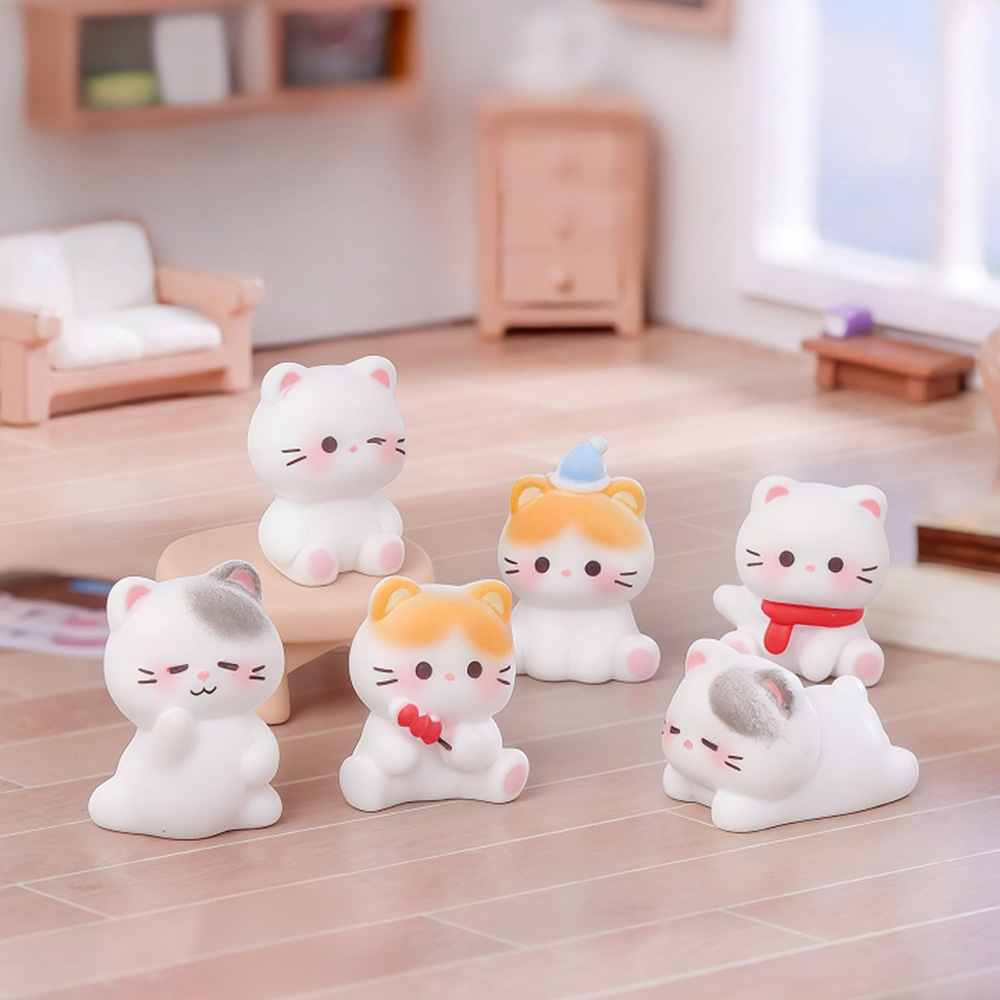 6pcs Cute Cat Resin Figurines  - Car Accessories Xmas recension och pris