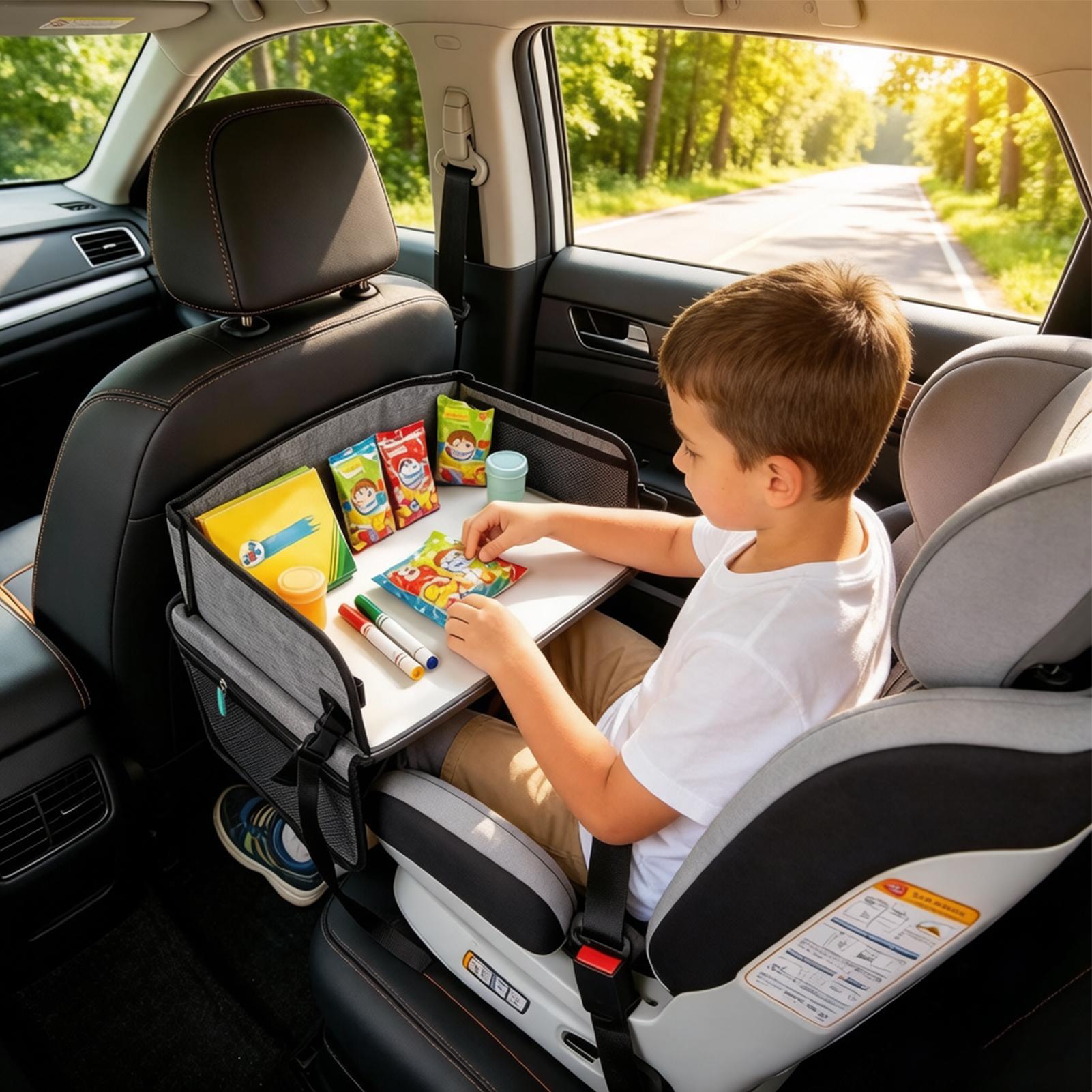 Kids Car Tray With Pocket Fold - Car Seat Organizer recension och pris