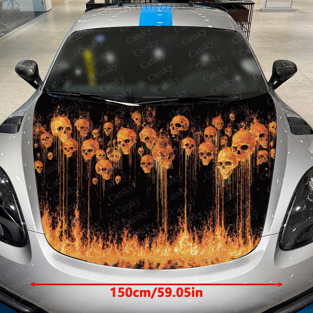 Flame And Skull Car Hood Stick - Car Accessories Gift Ideas recension och pris
