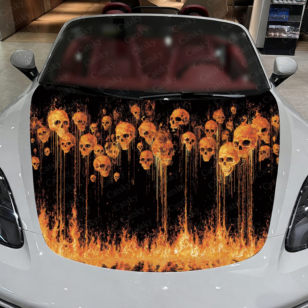 Flame And Skull Car Hood Stick - Car Accessories Gift Ideas recension och pris