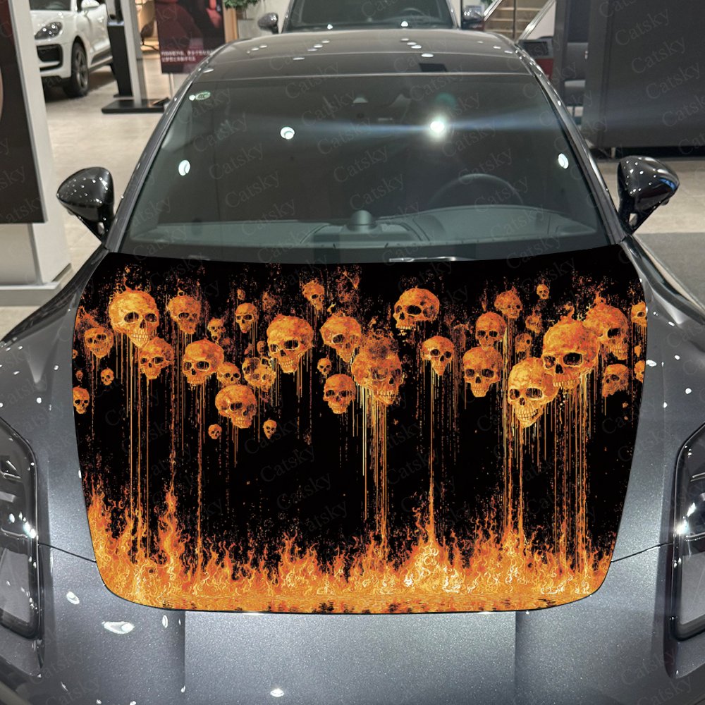 Flame And Skull Car Hood Stick - Car Accessories Gift Ideas recension och pris