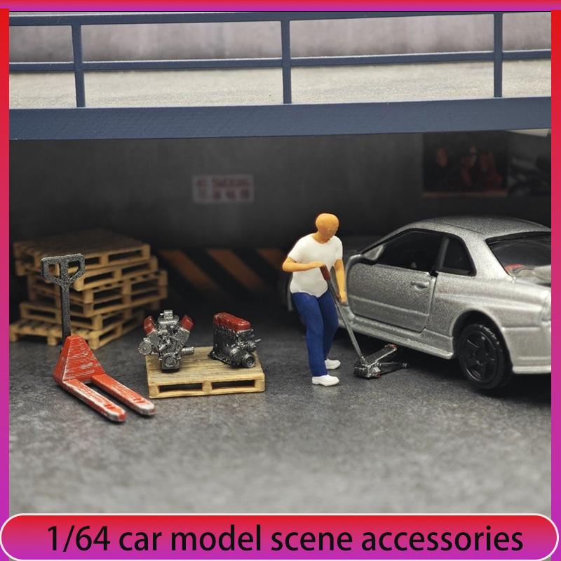1:64 Car Model Repair Shop Sce - Car Accessories Shop recension och pris