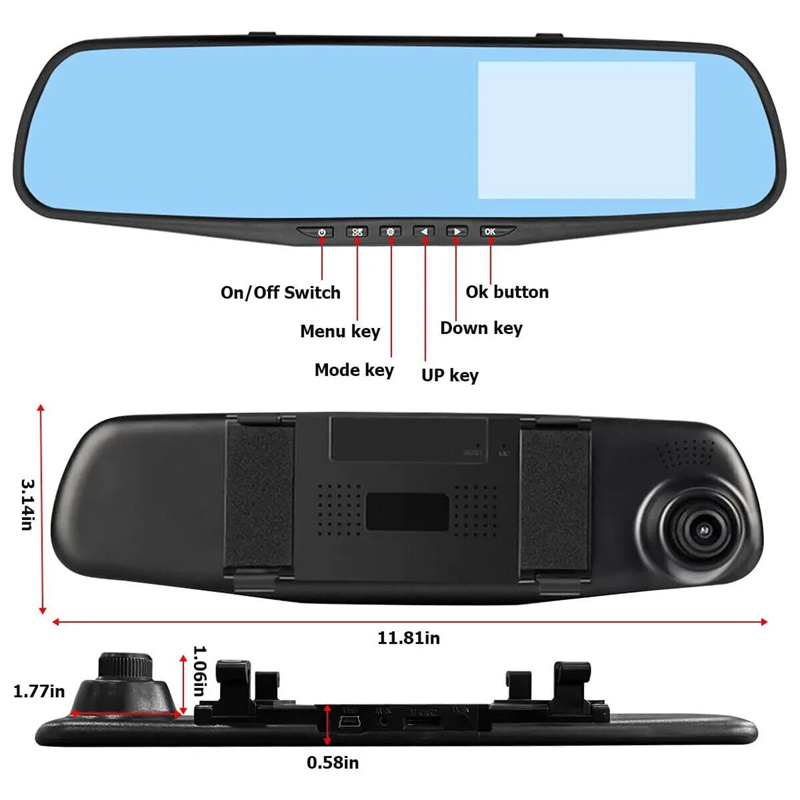 Mirror Dash Cam FHD Dual Lens  - Car Accessories Youtube recension och pris