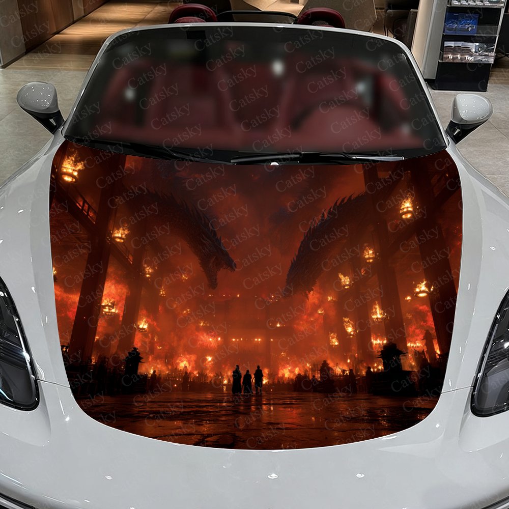 Flame Dragon Car Hood Stickers - Car Accessories Gift Ideas recension och pris
